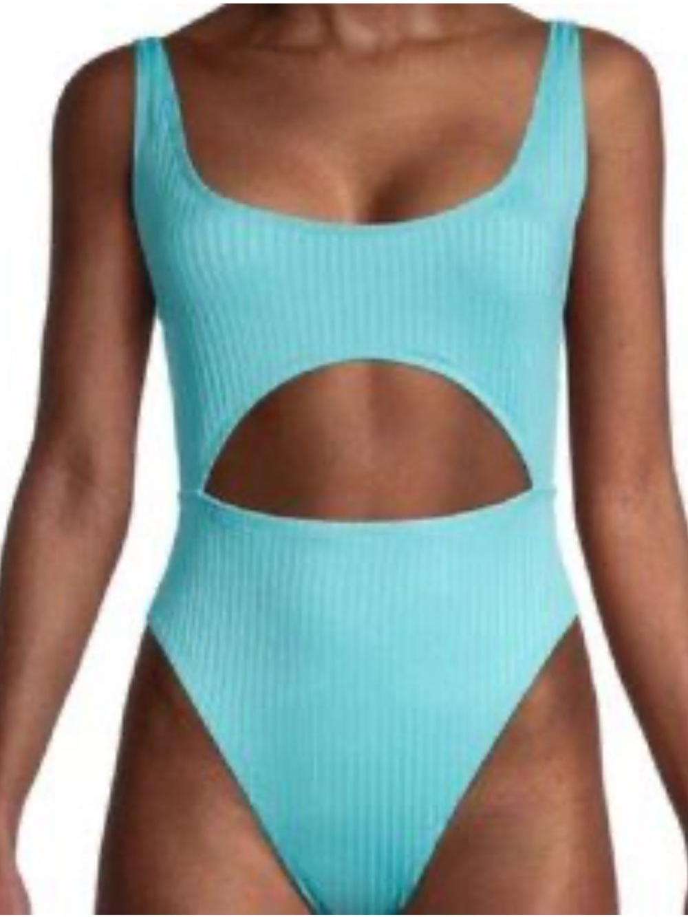 NWT BCBGeneration IcyBlue Ribbed Cutout One-Piece Swimsuit - SP
